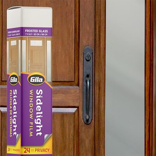 Gila Privacy Décor Frosted Glass Sidelights Entryway Residential Window Film DIY Static Cling No Glue No Adhesive 1ft x 6.5ft (12in x 78in) (6.5 sq ft), Frost