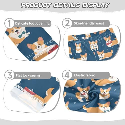 Cute Cartoon Girls' Leggings Toddler Doodles Corgi Dog Kids Yoga Pants Dance Active Tights 4T3