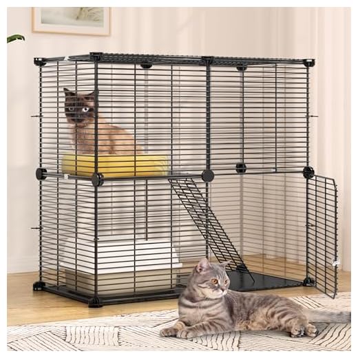 YITAHOME Indoor Cat Cage 2 Tier Kitten Cage, Versatile DIY Playpen for Cats, Small Animals, for Home, RV Travel, and Camping