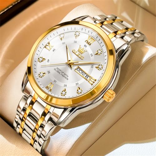 Image of OLEVS Watches for Men Business Diamond Easy Read Men's Wristwatch Analog Luxury Date Stainless Steel Waterproof Luminous Dress Mens Watches