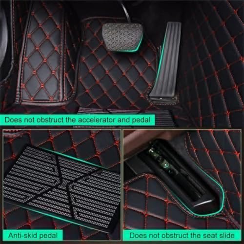 Tapis de sol Cadillac ATS 2013-2015 sur mesure noir et rouge couverture complète