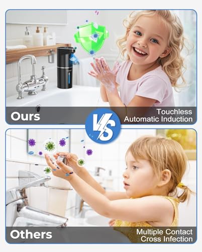 Image of Automatic Soap Dispenser, Sensor Hand Wash Dispenser with 3-Speed Adjustable Foaming Handwash Dispenser, 1200mAh Battery with Auto-Clean, Touchless for Home Bathroom, Office, Kitchen