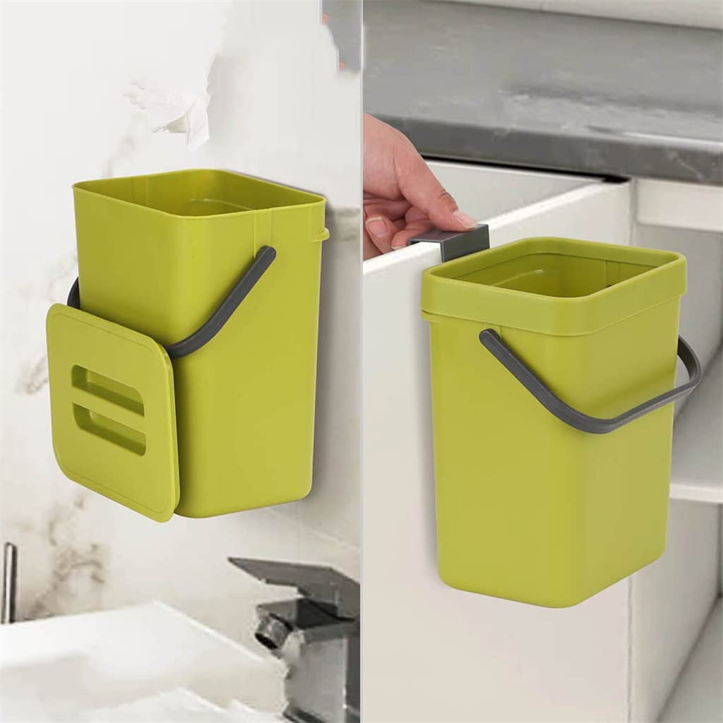 Wall Mounted Kitchen Trash Can Punch-Free Folding Cabinet Waste Bin Plastic Hanging Home Living Room Recycle Dustbin Garbage Can(D)