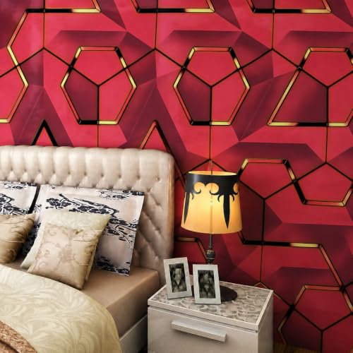 Image of Wings Star Wall Stickers DIY Wallpaper (45 x 500 CM, Red) | Self Adhesive PVC Roll | Home Decoration for Living Room Hall Bedroom | Easy Peel and Stick Decor Paper
