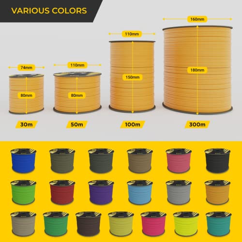 EdcX 4mm Nylon Paracord 550 50m (165 feet) – Type III, 100% Nylon Rope ...