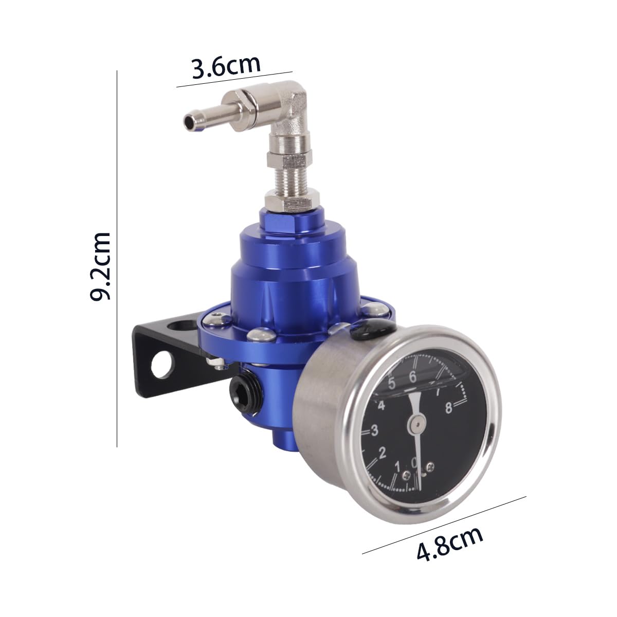 Régulateur de pression de carburant réglable, universel, en aluminium, FPR, avec manomètre, pour voiture, bleu