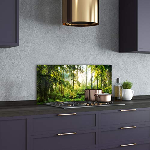 Dosseret en verre paysage vert forêt matin pour cuisine lumineuse et moderne - 3