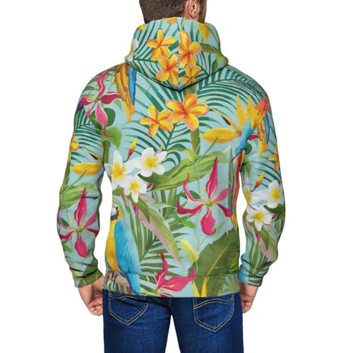 Sweat à capuche imprimé perroquets doux et décontracté homme