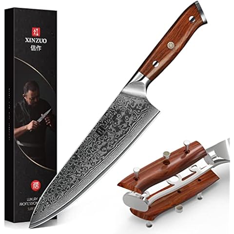 XINZUO Cuchillo Chef de Acero Damasco con Mango de Madera de Rosa Cover