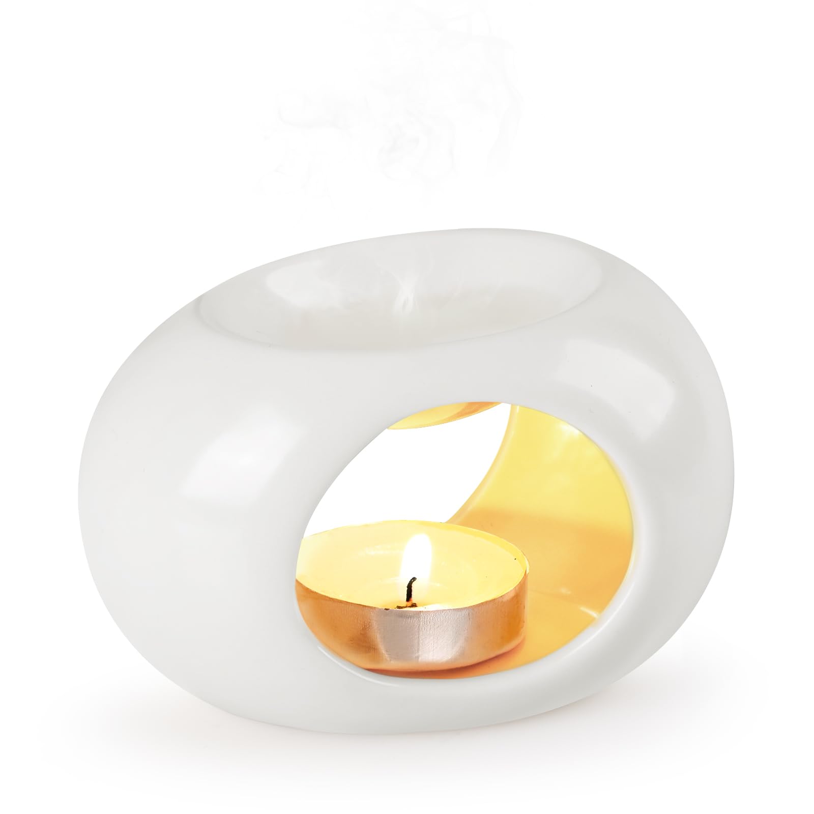 BighanWax Melt Burner Wax burner Ceramic Oil Burners Assorted Wax Warmer Aromatherapy Holder Candle Scented Diffuser Home Bedroom Decor-Solid White