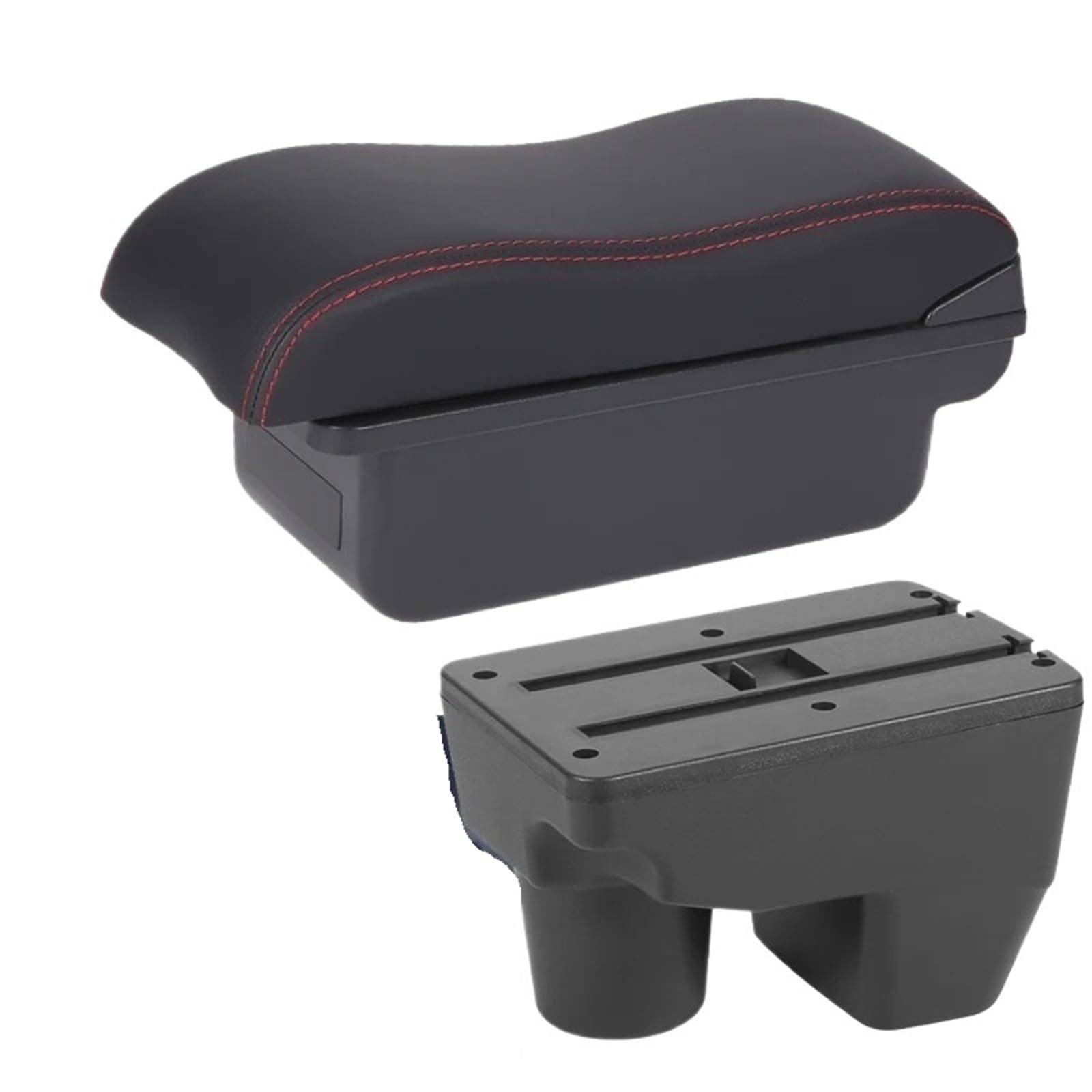 AWGNTQQ Car Armrests For Toyota For Yaris Elegant GR 2021 2022 2023 2024 2025 Car Armrest Storage Box Retrofit Accessories(C1 Black red No USB)