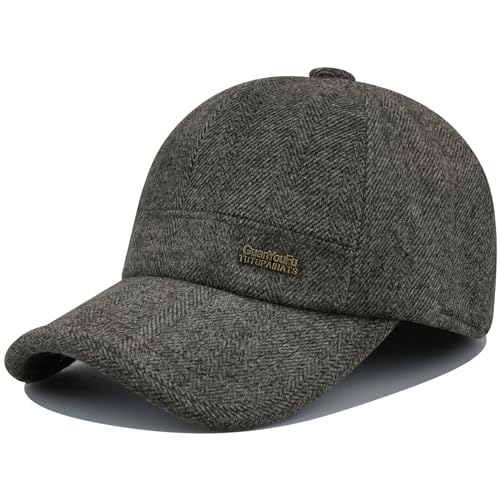 Clakllie Gorra de béisbol para hombre, invierno, lana cálida, forro polar, con orejeras, gorra deportiva al aire libre, para hombre, invierno y otoño, Café C-GSDT4, Talla única