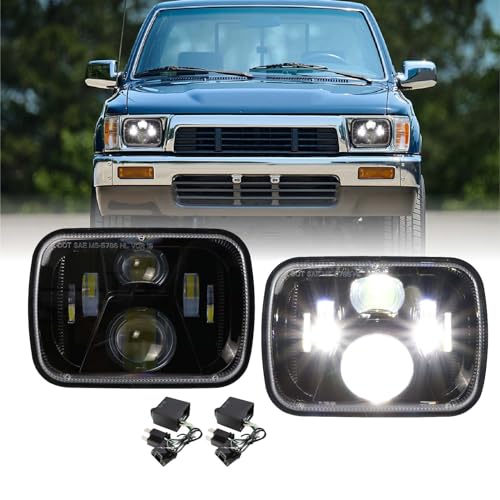 USR 84-95 Pick Up 7x6 H6054 LED Sealed Beam Projector Headlight WITH Polarity Correction Module Low/High Beam Black H6052 Headlamp Assembly (Pair) Compatible with 1984-1995 Toyota PickUp/84-89 4Runner