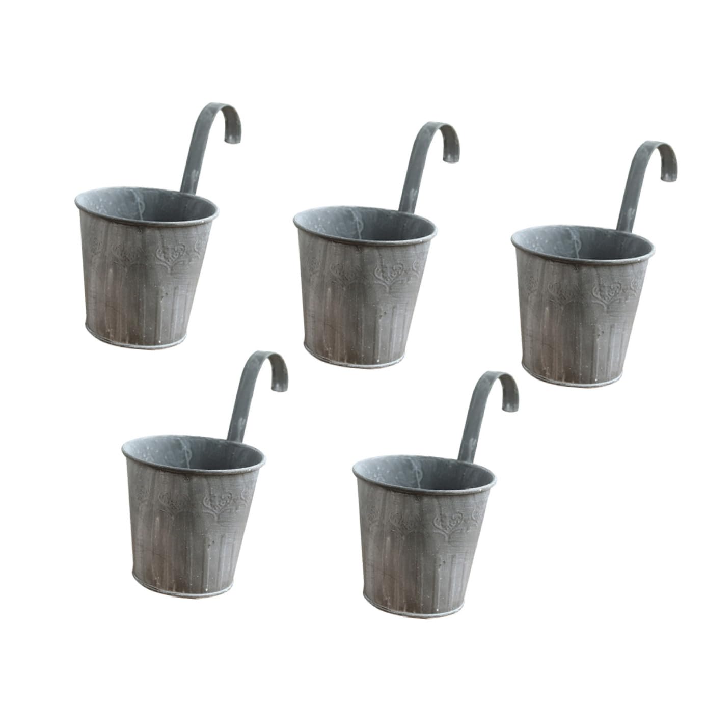 5 Stück Hängender Eisen Blumentopf im Vintage Stil Dekorativer Balkoneimer für Trocken und Seidenblumen für Schuppen und Außenwände