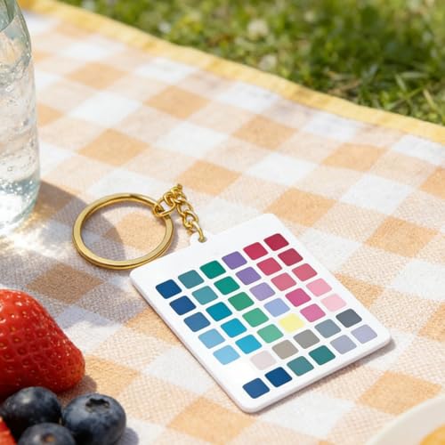 WheatThrive Llavero de análisis de color, paleta de colores personal, tonos de verano verdaderos, herramienta de compras portátil, ventilador compacto para maquillaje y armario a juego