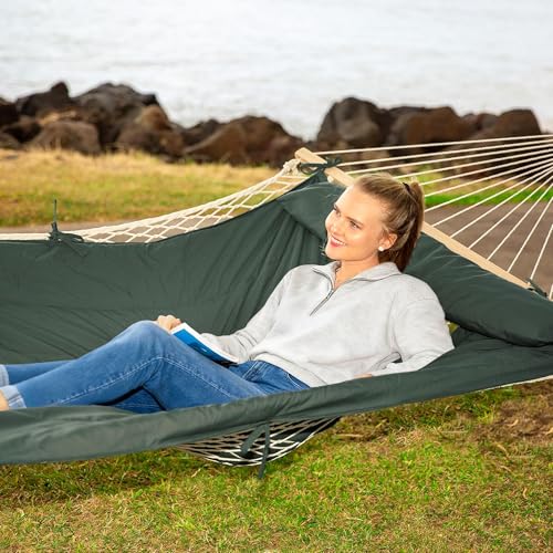 Image of SUNCREAT Hammocks Replacement Hammock for Stand, 475 lbs Capacity, Two Person Backyard Hammock with Pad for Outside, Green Gray