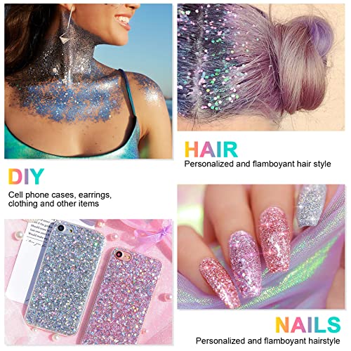 URAQT Body Glitter Gel, 3Pcs 50ml Holographic Mermaid Sequins Chunky Cosmetic Face and - Image 3