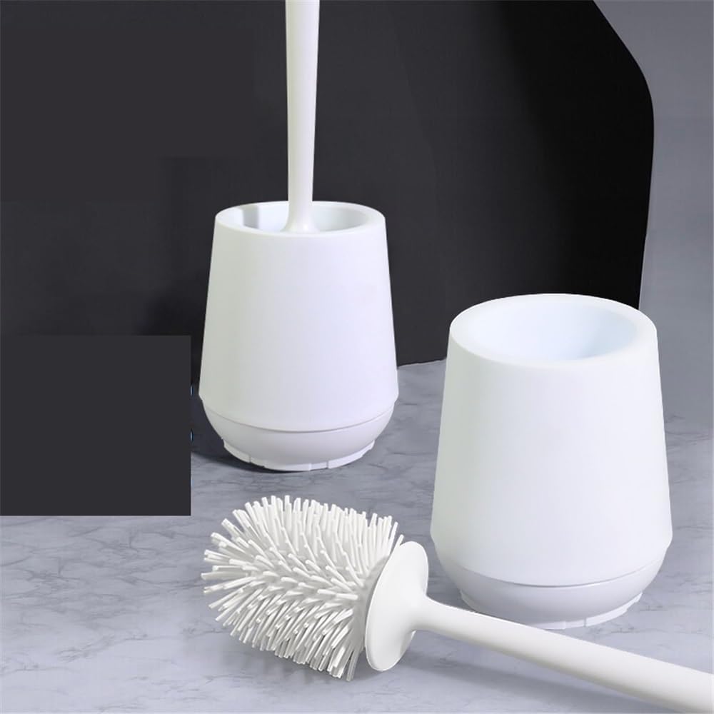 Juego de escobilla de inodoro con cerdas de silicona suave, limpiador de baño de mango largo, diseño de plástico duradero para una herramienta higiénica de limpieza de inodoro sin esfuerzo