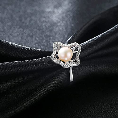 Bague ajustable perle eau douce argent 925 zircon femme - 4