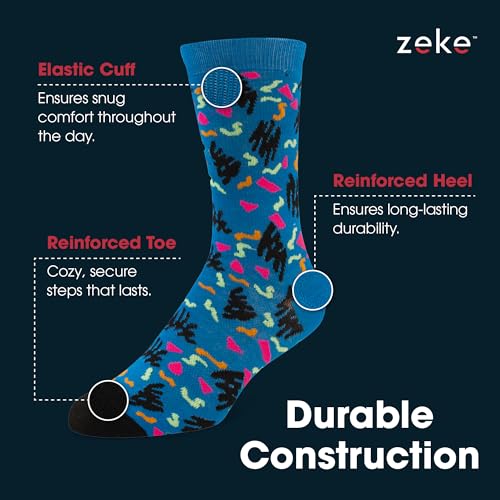 ZEKE Funny Dress Socks for Men - Funky Mens Crazy Socks - Cool Colorful Patterned Fun Socks for Men4