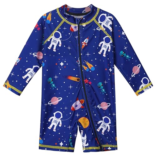Image of HUAANIUE Baby/Toddler Boy Swimsuit Long Sleeve One-Piece Swimwear Rashguard