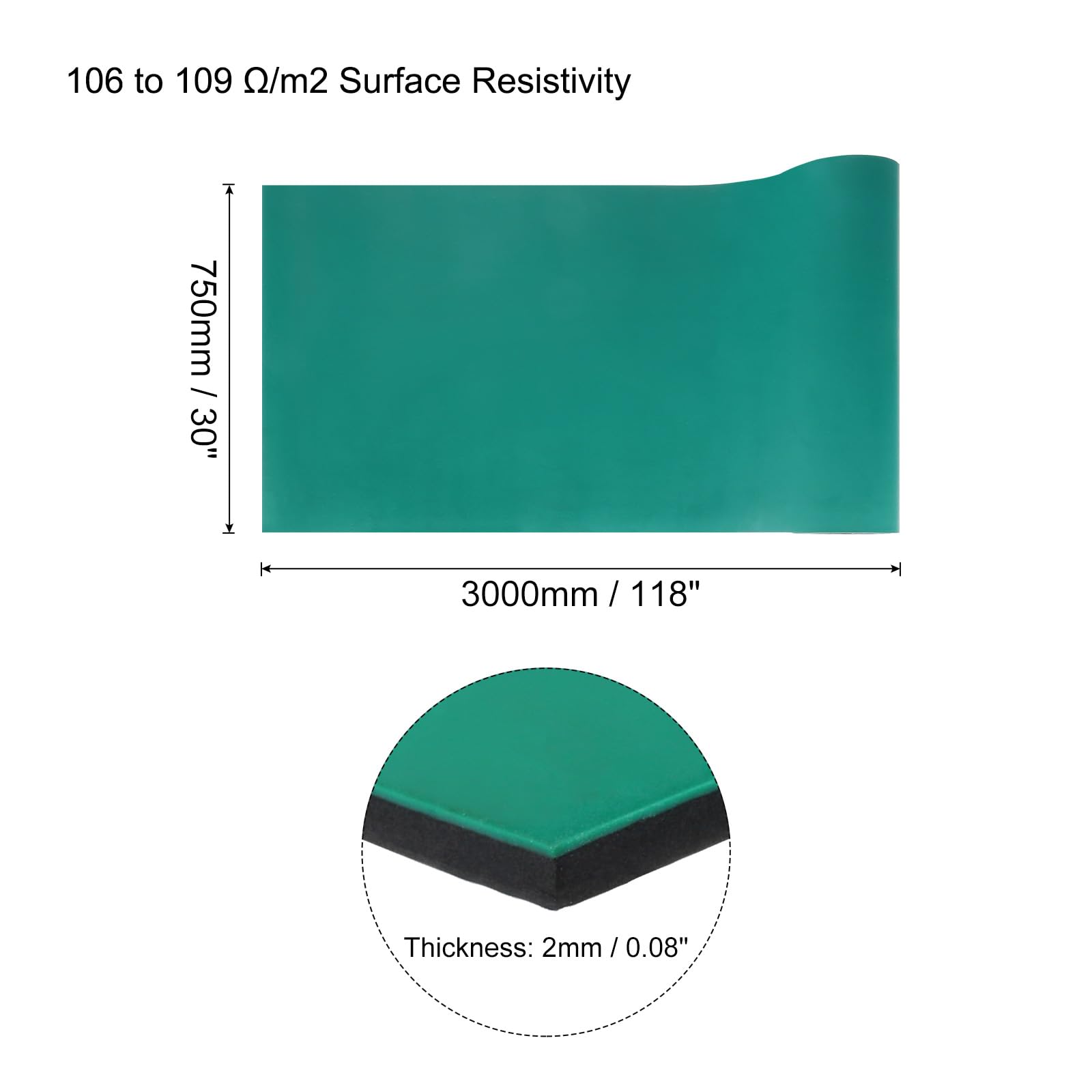 QUARKZMAN 300x75cm Extra Grande Tapete de Soldadura de Silicona ESD Alta Temperatura Antiestático para Banco de Trabajo Almohadilla de Conexión a Tierra para Reparación 2mm