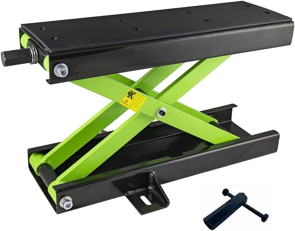 Cric Sollevatore per Motocicletta Crick Cavalletto Alzamoto Martinetto idraulico per Moto Capacità di Sollevamento Massima 500 Kg Dimensioni piattaforma 75x350mm ideale per officina, gommista, garage