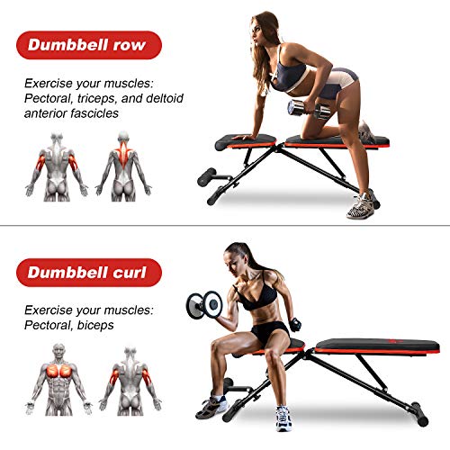 FISUP Weight Bench, Adjustable Workout Bench With Fast Folding, Multi-Purpose Utility Bench Press For Full Body Strength Training Home Gym