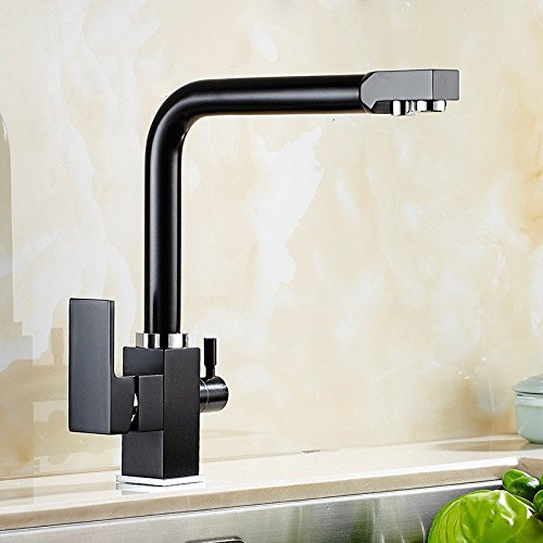 Mitigeur d'évier à trois voies noir pour cuisiner à l'eau filtrée pure