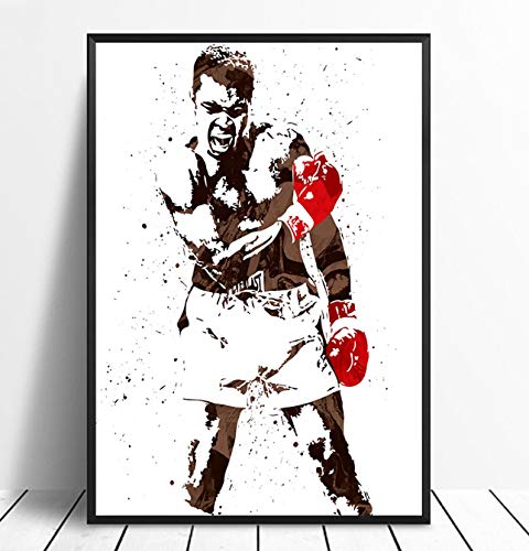 DAQIANSHIJIE Mohamed Ali Boxe Star Affiche Personnage d'inspiration Mur Art Photo Salon Couloir Bar café hôtel Peinture décorative 42X60 cm sans Cadre