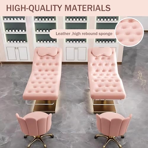 Larnavo Massage Table - Electric, Pink Luxury Design, Spa Beauty Treatment Table with One-Button Lift & Chair Set, Towel Racks - Image 5