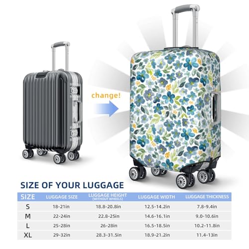 Floral In Blue For Travel Luggage Cover Suitcase Protector Fits 18-32 Inch Travel Luggage Protector Elastic Luggage Anti-Scratch Suitcase Cover4