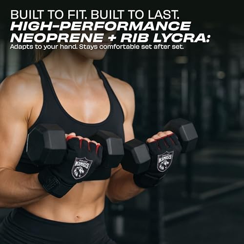 Image of Nivia X Punjab Kings Scorpion Gym Gloves - Leather Palm Grip, Wrist Support Strap, Padded Protection for Weight Training & Workouts, Large
