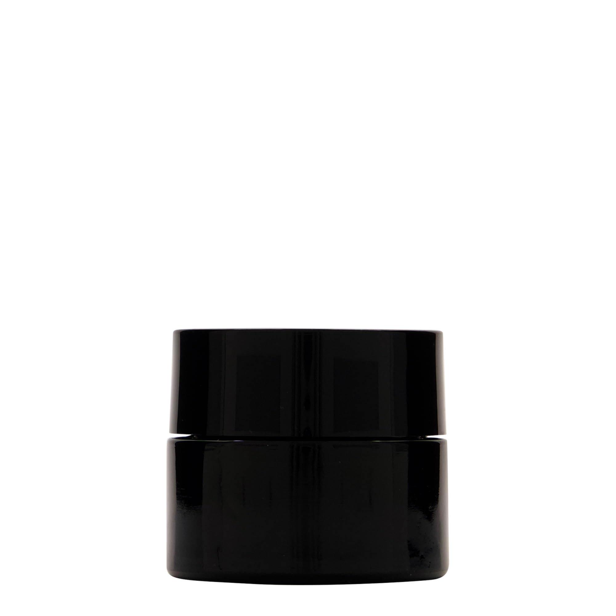 Set di 12 barattoli per cosmetici da 50 ml in vetro riciclato verde con tappo a vite nero