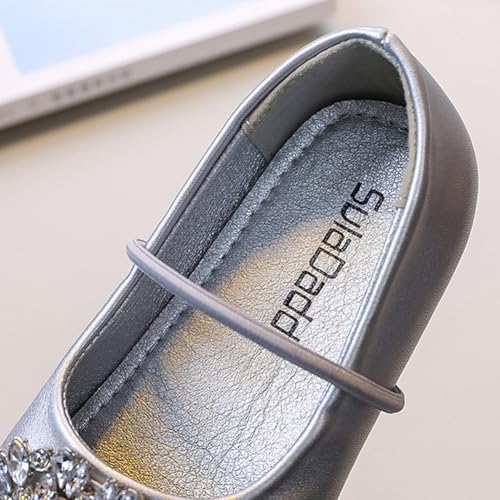 Girls PU Leather Girls Dress Shoes Rhinestone Princess Ballet Flats Mary Jane for Wedding Party3