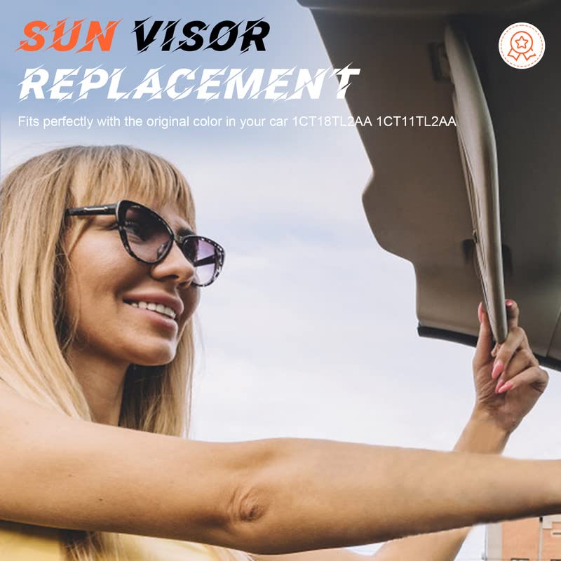 Beige Driver Left + Passenger Right Side Sun Visor Replacement Compatible with 2002-2009 Dodge Ram 1500 2500 3500 Replace 1CT18TL2AA
