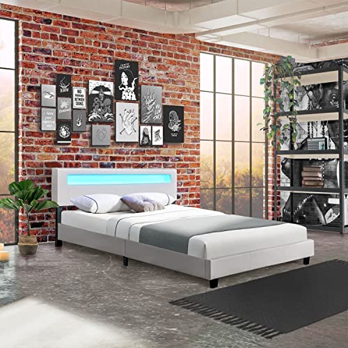 Polsterbett 160×200 cm Juskys Paris mit LED Beleuchtung