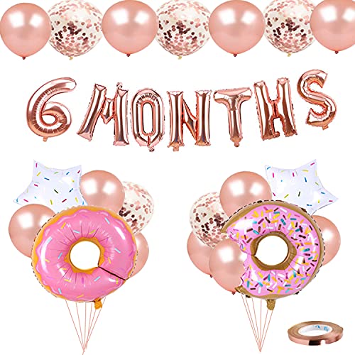 Image of Donut Theme 6 Months Birthday Party Decorations Half Year Birthday Suppliers Set for Girls 1 /2 Year Birthday Party 6 Months Balloons, Donut Balloons One Half Year Birthday Baby Shower Party (Donut)