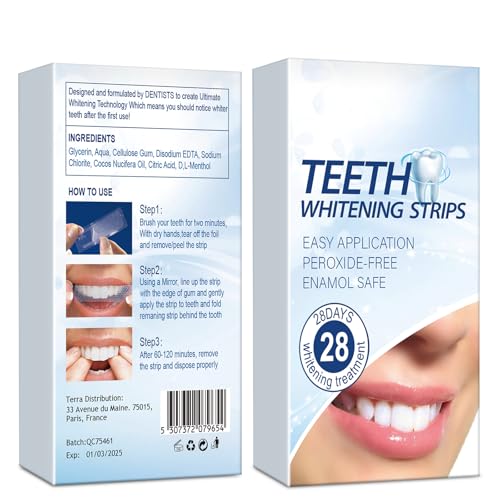 Image of Generic Teeth Whitening Strips - 28 Strips Enamel Safe for Whiter Teeth, Non-Sensitive Formula, Deep Stains Removal Tooth Whitening, Mint