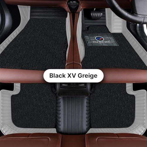 Image of Autofurnish Combination 9D Car Mat Full Set for Maruti Suzuki Swift 2024 || Luxury Leather Dual-Stitch Full Set 9D Car Floor Mat || 100% Waterproof || Color : Black XV-Greige
