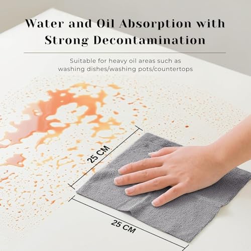 Image of Zerfa 20 Sheets Microfiber Cleaning Cloth Roll 25x25 CM - Reusable Towels, Washable Super Absorbent Lint Free Cleaning Cloths for Kitchen, Car, Garage, and Home (1 Roll, Gray)