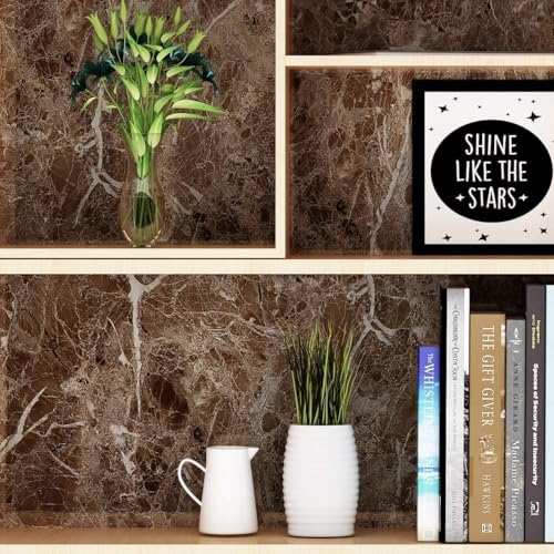 Image of D-fix Marble Peel and Stick Wallpaper for Home Decor, Waterproof Self-Adhesive Wall Stickers for Kitchen, Bathroom, Living Room - Wall Paper (60X200 CM (Dark Brown)