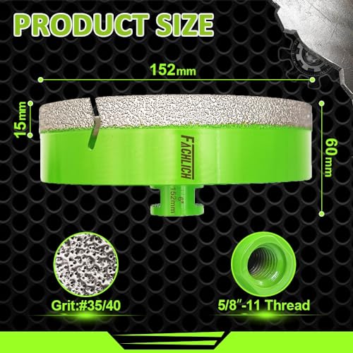 Image of Diamond Core Drill Bit - 6 inch Tile Hole Saw 152mm Diamond Hole Saw for Porcelain Tile Granite Marble Masonry