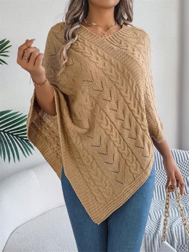 Jersey poncho mujer oversize contra el frío con diseño elegante 2