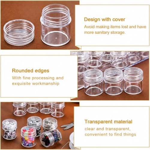 Image of Blulu 60 Bead Container Lidded Small Box, 1.15 x 1 Inch | Clear Plastic Jars for Diamond Painting Beads Jewelry Seeds Crafts, Organizer Case with Screw Top Lids