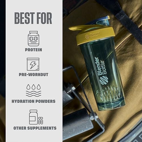 BlenderBottle Strada Shaker Cup, Wire Mixball For Protein Shakes and Pre Workout, 710ml, Yellow - Image 6