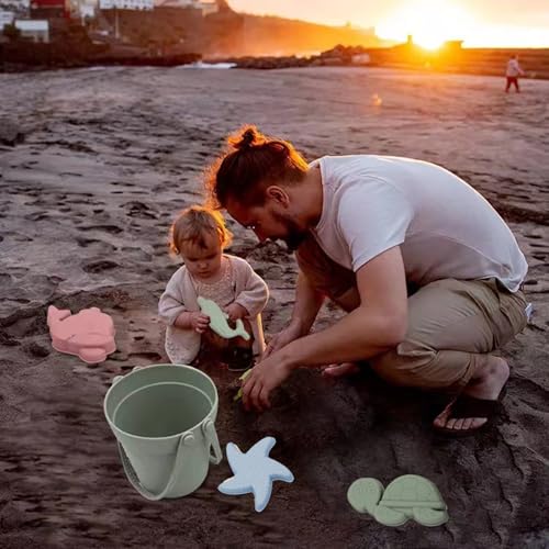 Jouets de sable durables en silicone, seau et pelle 8 pièces de qualité pour bac à sable - 3