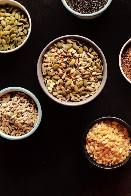 Image of WonderBox Superseed Combo - Chia, Flaxseeds - 300g each & Pumpkin, Seeds Mix - 250gm each | Combo for weight loss | Mix Seeds for Eating (JAR PACK of 4)