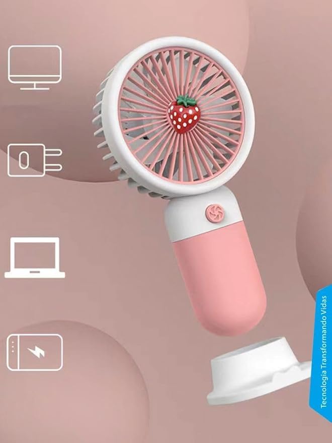 Image of Premium Mini Korean Portable USB Fan - Rechargeable 1200mAh Battery, Up to 6 Hours Working Time, 3-Speed Modes, Low Noise, Compact & Lightweight with USB Cable (Random Color)