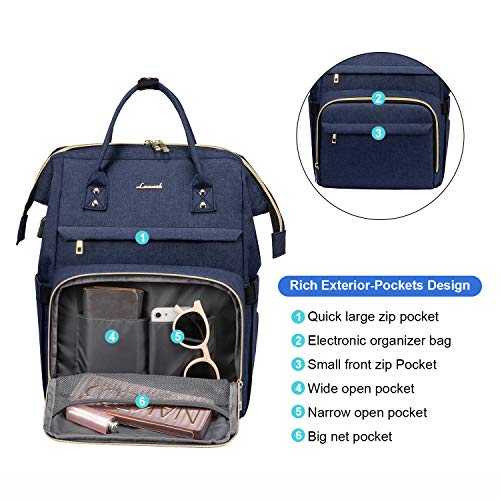 Lovevook Laptop-rugzak voor dames, 35,5 cm (14inch), waterdicht, met USB-oplaadaansluiting, rechthoekige schooltas, schoolrugzak, voor studenten, leraren, voor universiteit, werk - Image 5